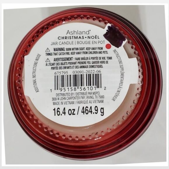 New Ashland Candle Jar Red Peppermint Bark Scent Home NWT Single Wick - Picture 12 of 13